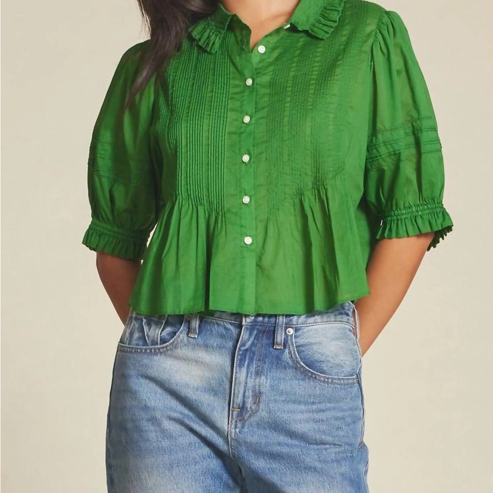 NWT Trovata Jess Pintucked Blouse by Birds of Paradis